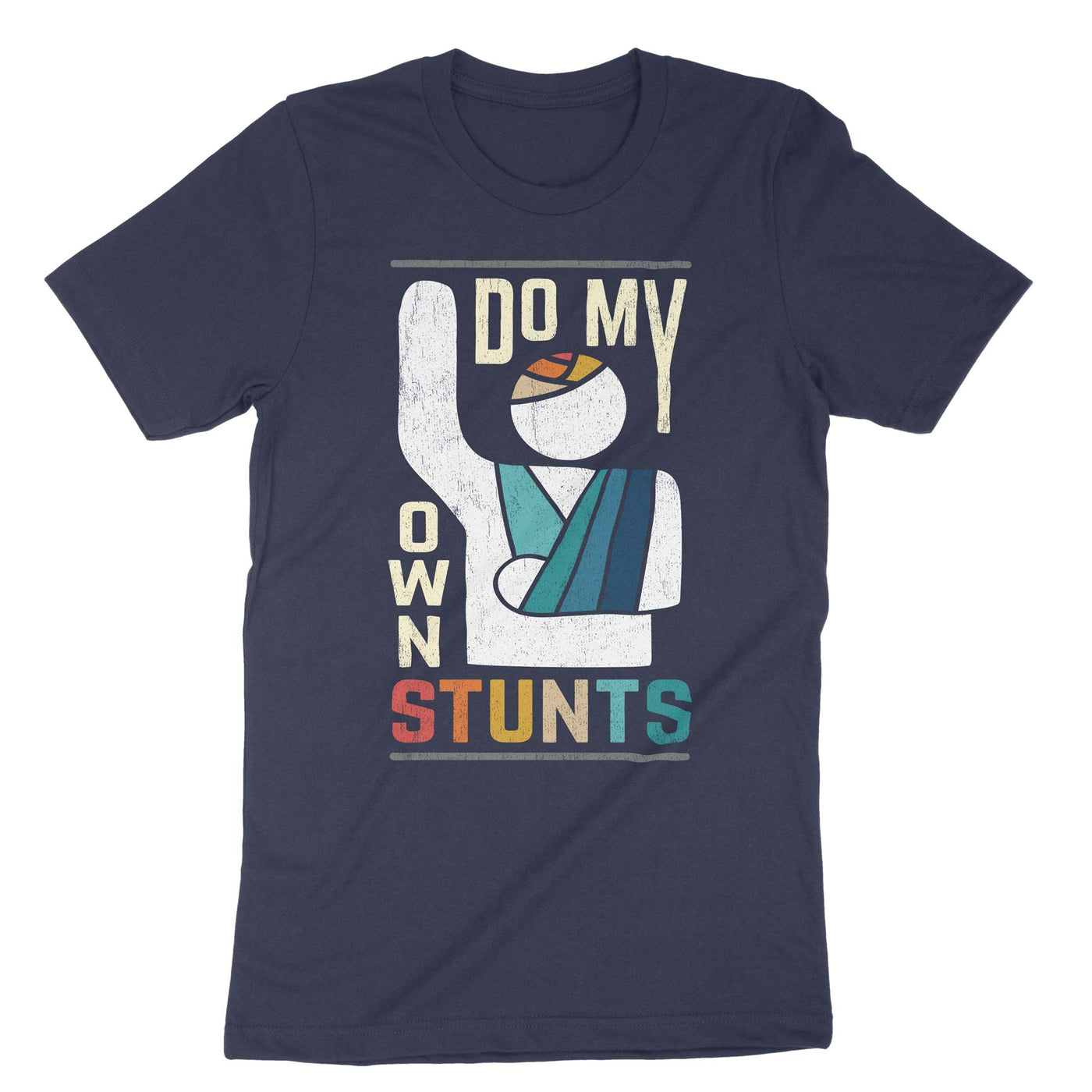 Navy I Do My Own Stunts Broken Hand T-Shirt#color_navy