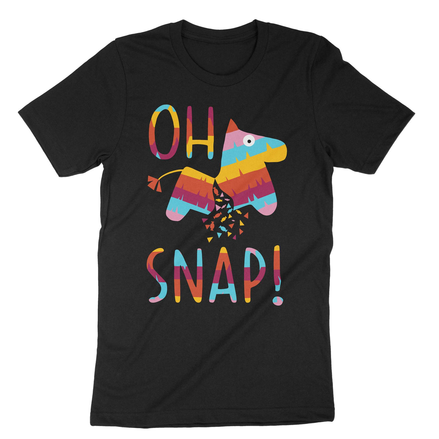 Black Oh Snap Funny Pinata T-Shirt#color_black