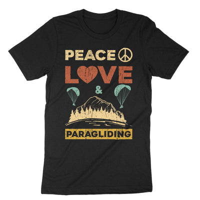 Black Peace Love Paragliding T-Shirt#color_black