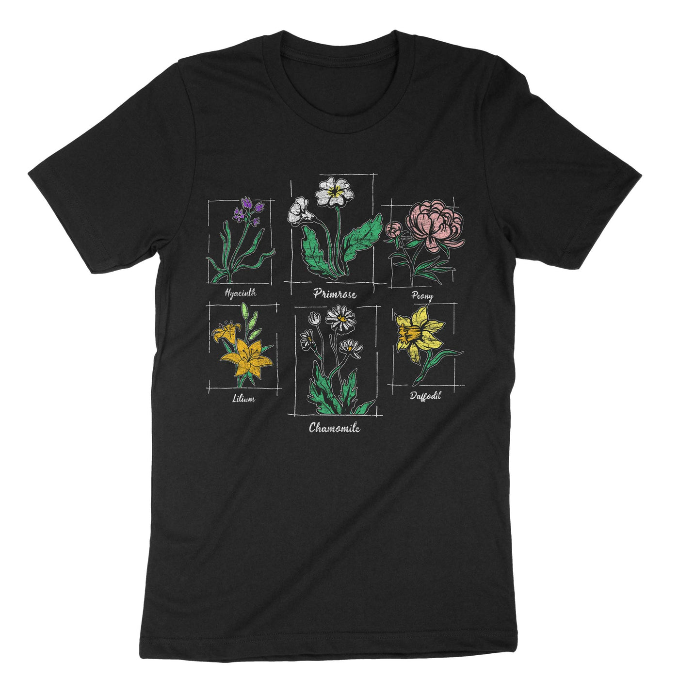 Black Wildflower Plants T-Shirt#color_black
