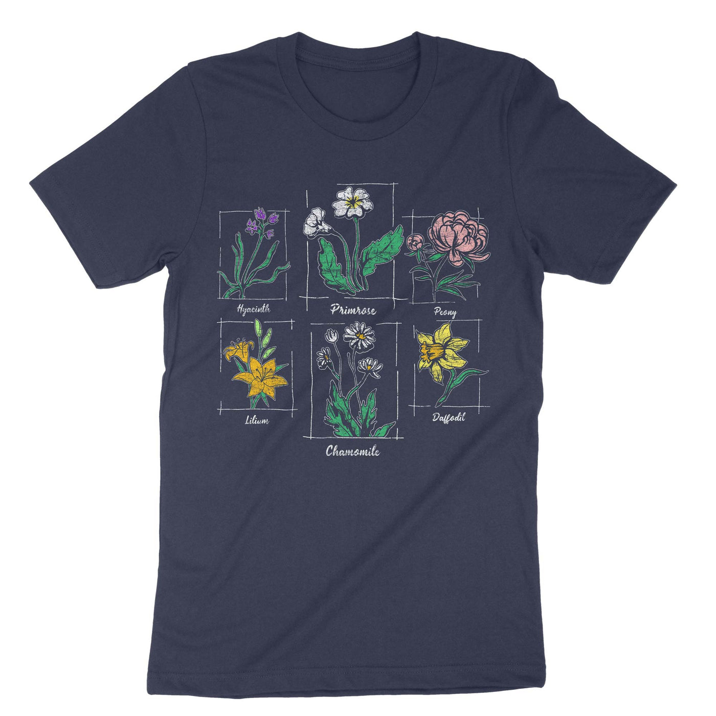 Navy Wildflower Plants T-Shirt#color_navy