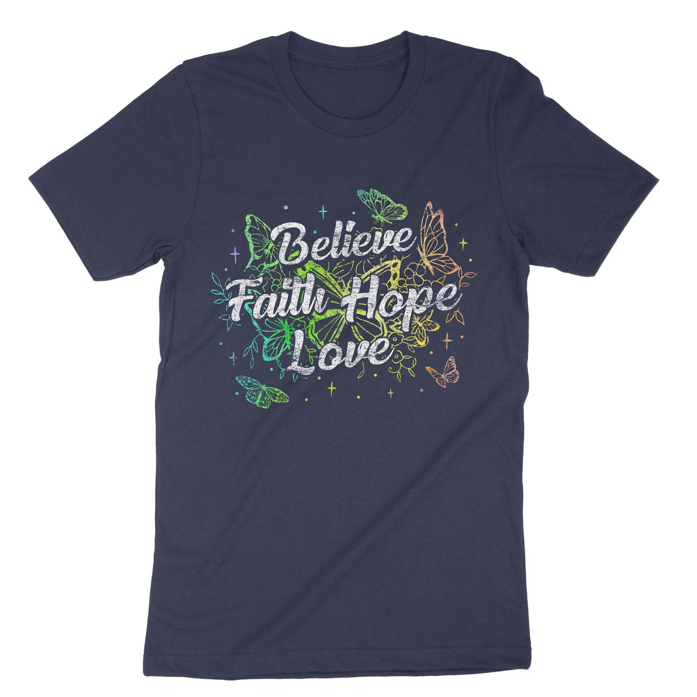 Navy Believe Faith Hope Love T-Shirt#color_navy