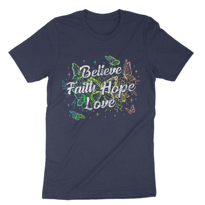 Navy Believe Faith Hope Love T-Shirt#color_navy