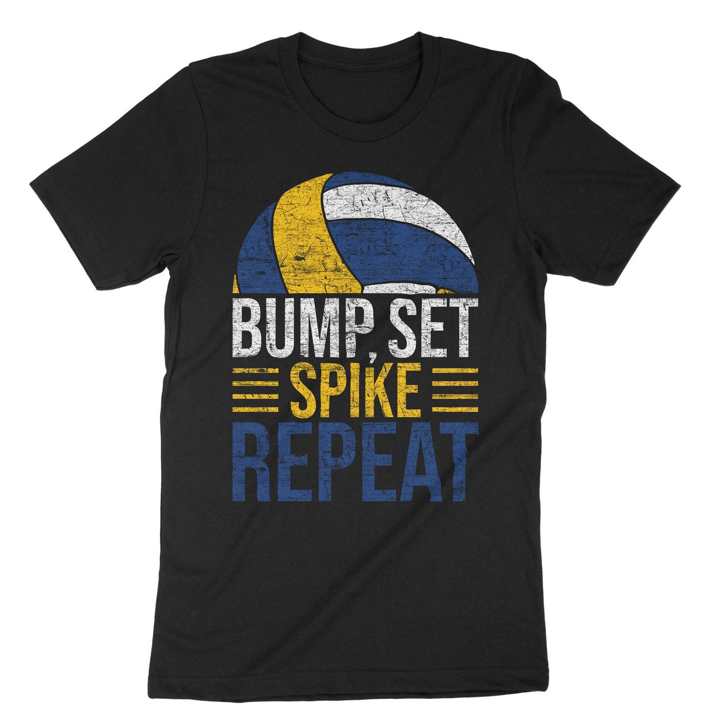 Black Bump Set Spike Repeat Volleyball T-Shirt#color_black