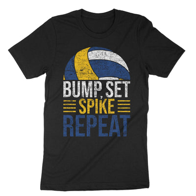 Black Bump Set Spike Repeat Volleyball T-Shirt#color_black