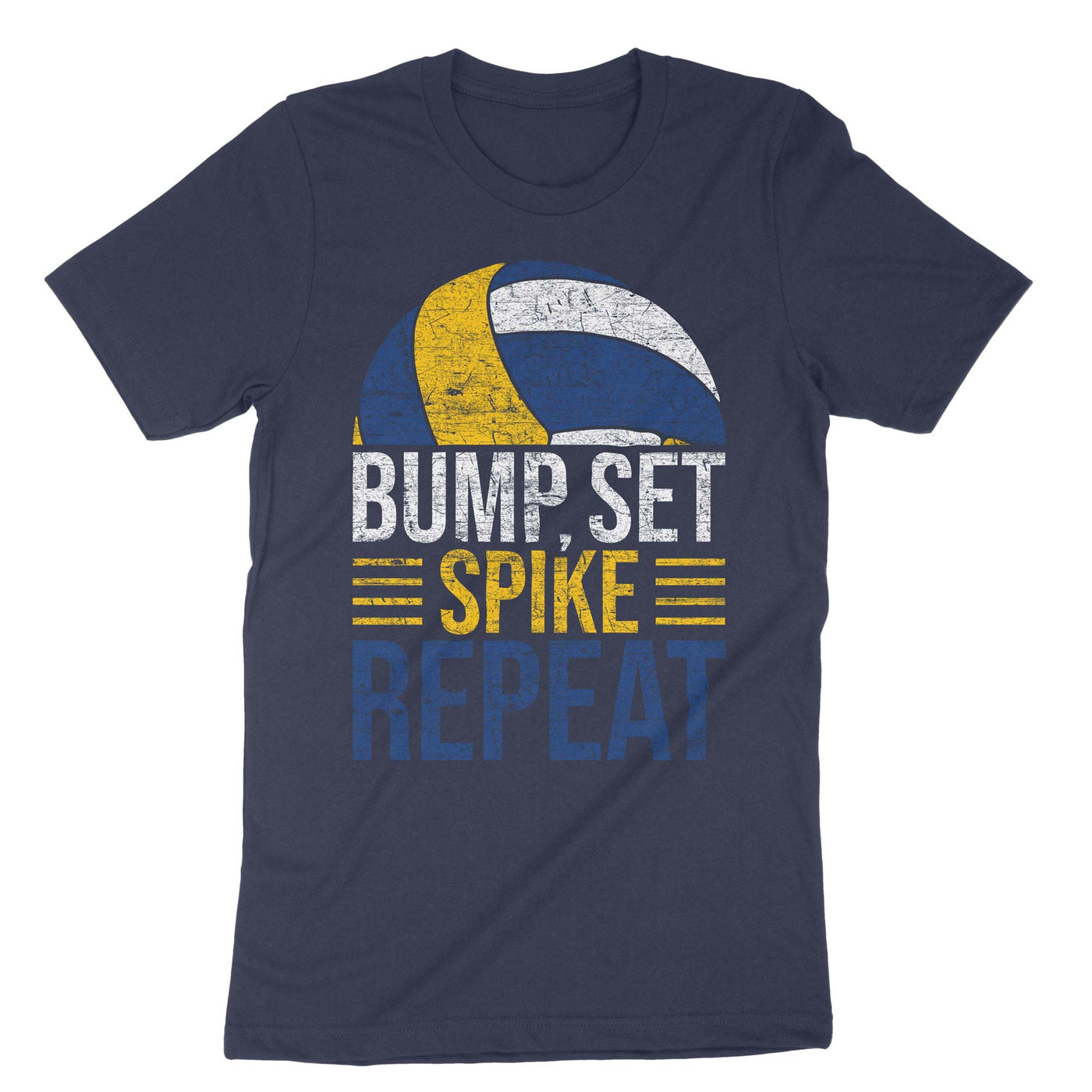 Navy Bump Set Spike Repeat Volleyball T-Shirt#color_navy