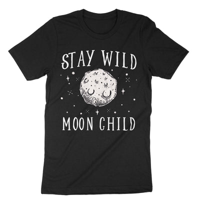 Black Stay Wild Moon Child T-Shirt#color_black