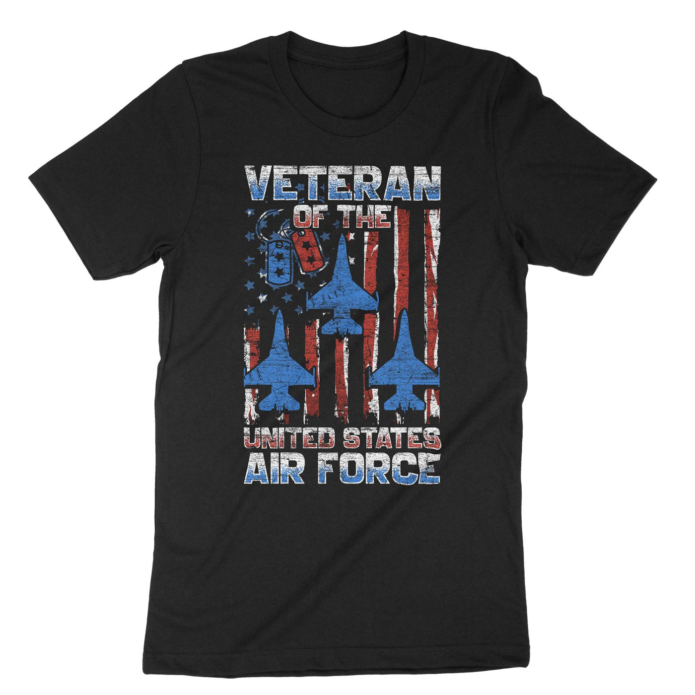 Black Us Flag Air Force Veteran T-Shirt#color_black