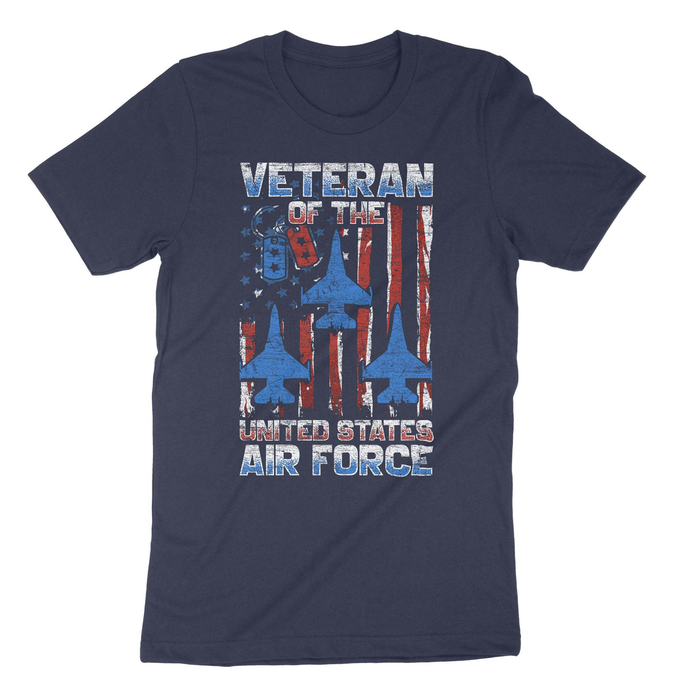 Navy Us Flag Air Force Veteran T-Shirt#color_navy