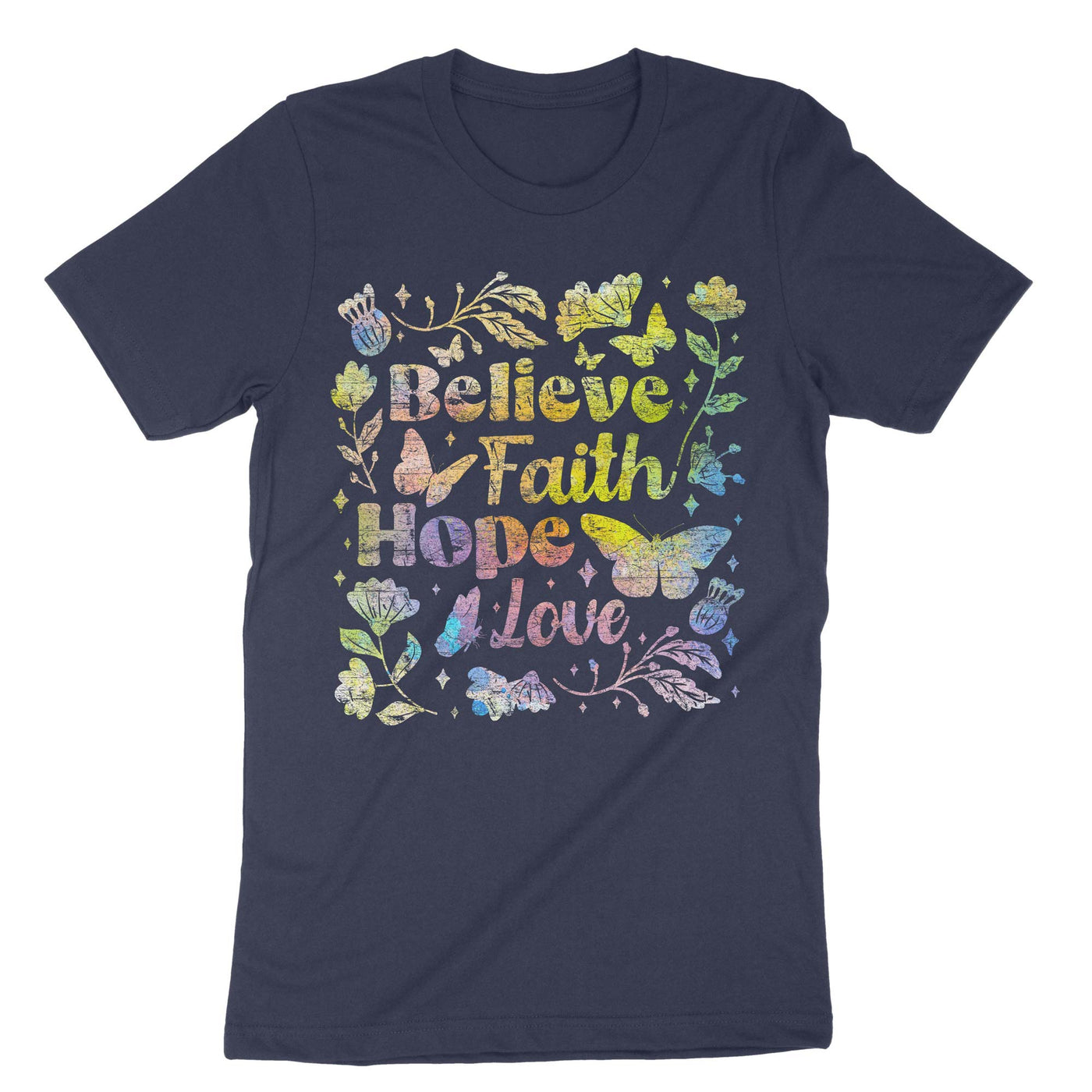Navy Believe Faith Hope Love T-Shirt#color_navy
