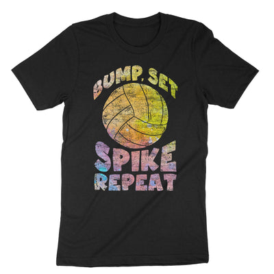 Black Bump Set Spike Repeat Volleyball T-Shirt#color_black