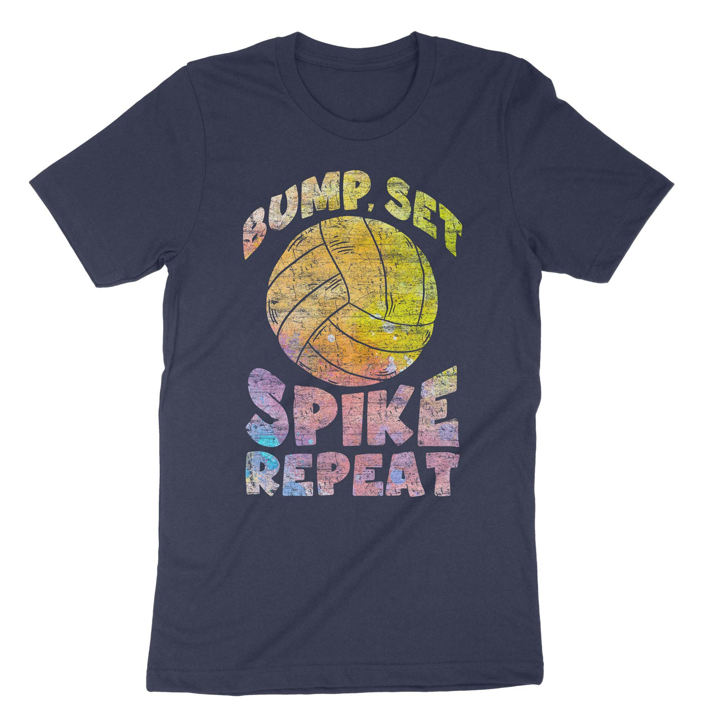 Navy Bump Set Spike Repeat Volleyball T-Shirt#color_navy