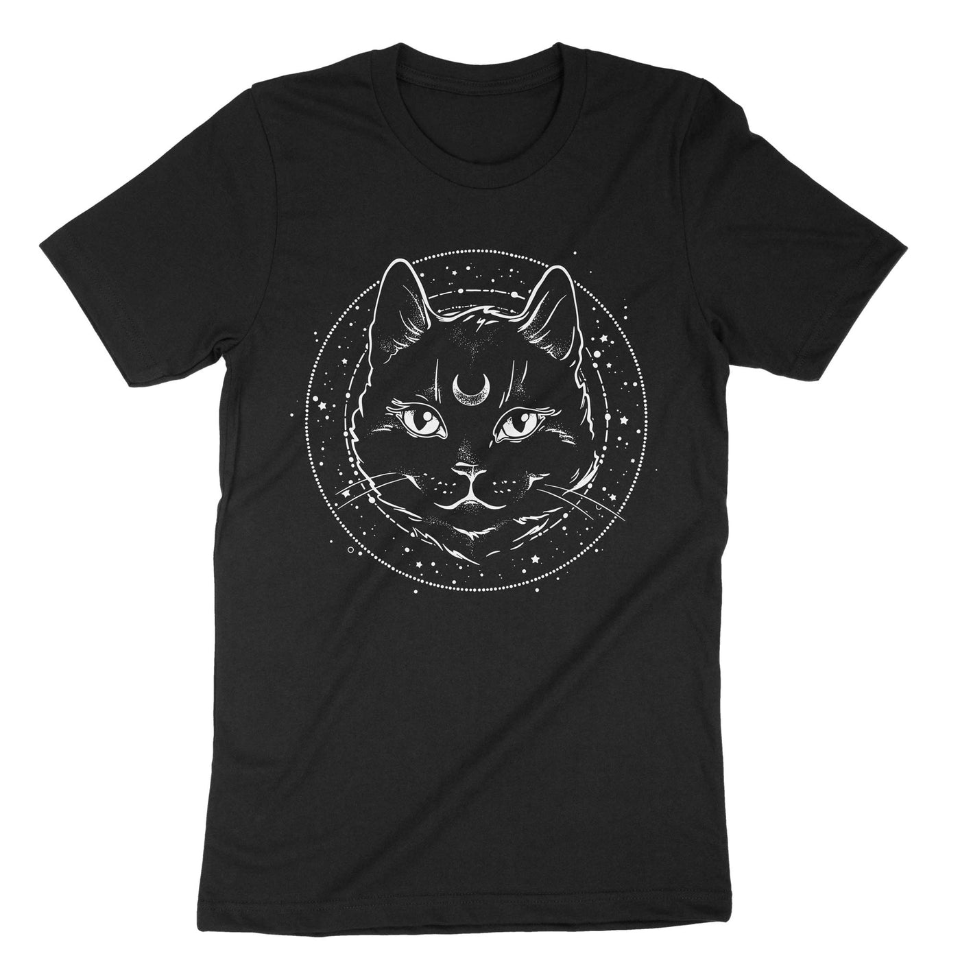 Black Gothic Cat Witchcraft T-Shirt#color_black