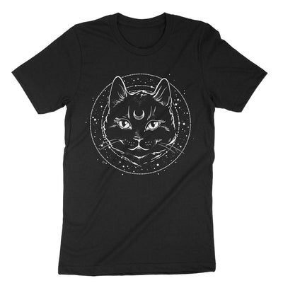 Black Gothic Cat Witchcraft T-Shirt#color_black