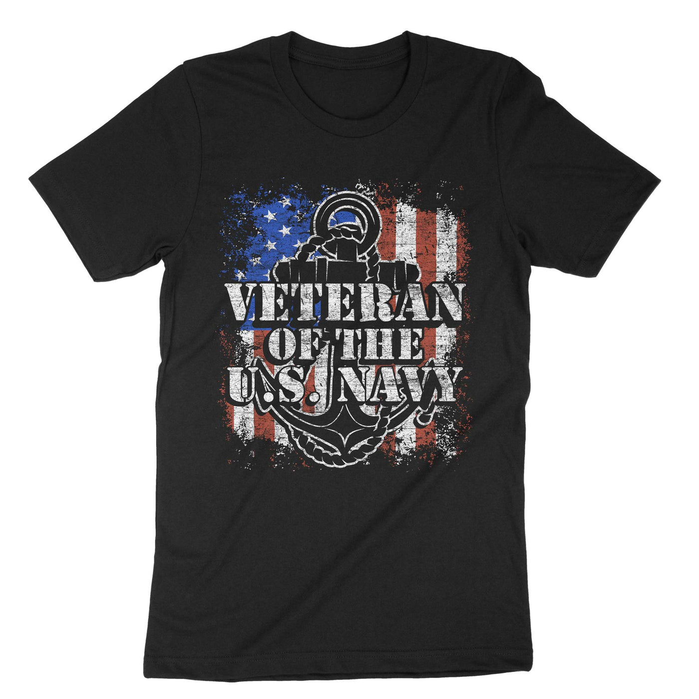 Black Us Flag Navy Veteran T-Shirt#color_black