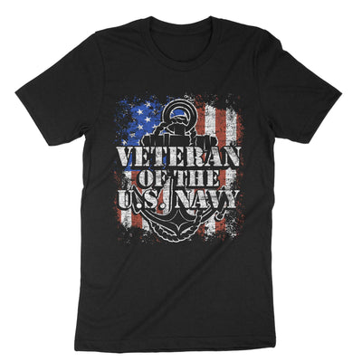Black Us Flag Navy Veteran T-Shirt#color_black