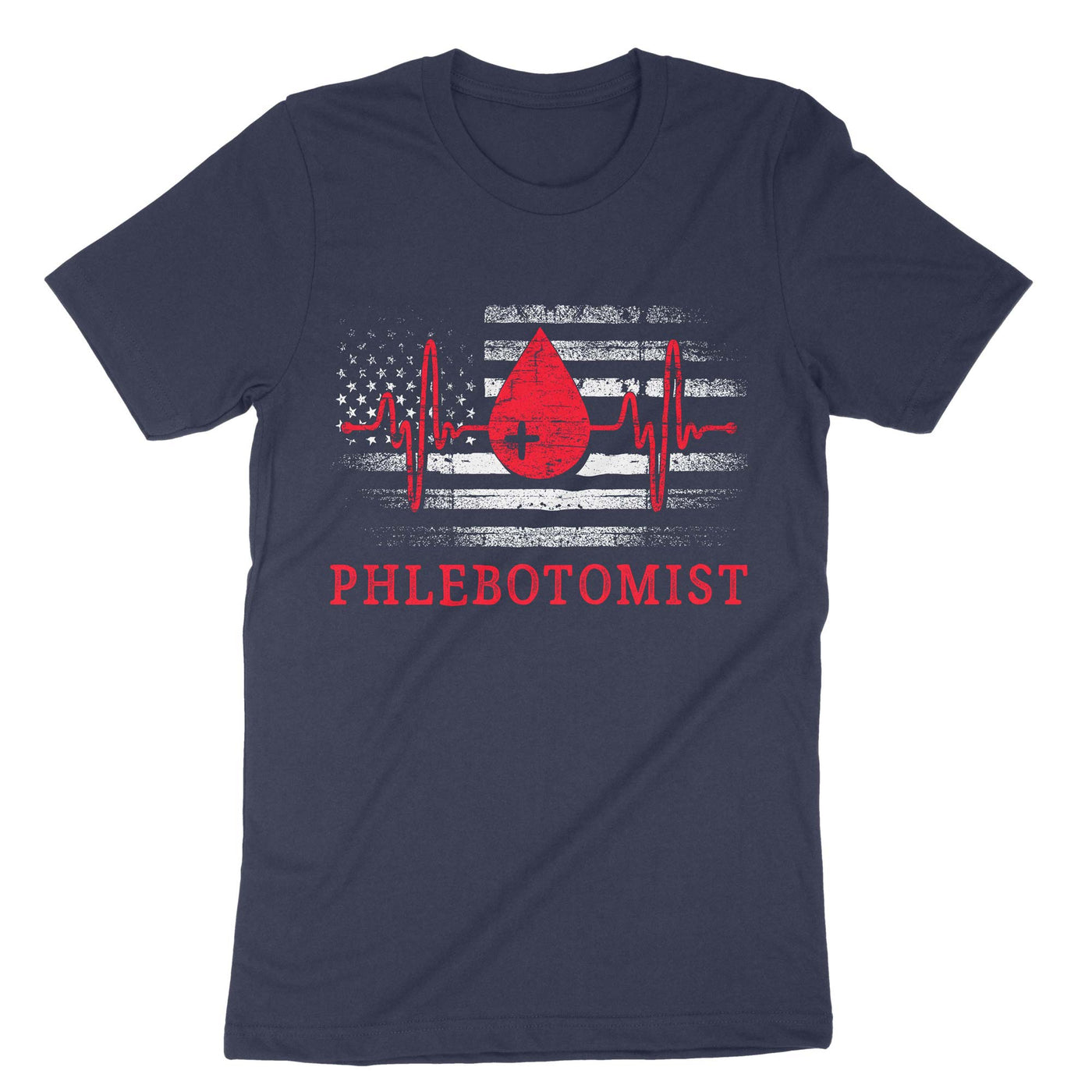 Navy Usa Flag Phlebotomist T-Shirt#color_navy