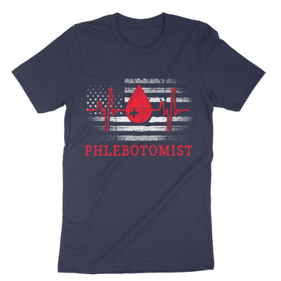 Navy Usa Flag Phlebotomist T-Shirt#color_navy