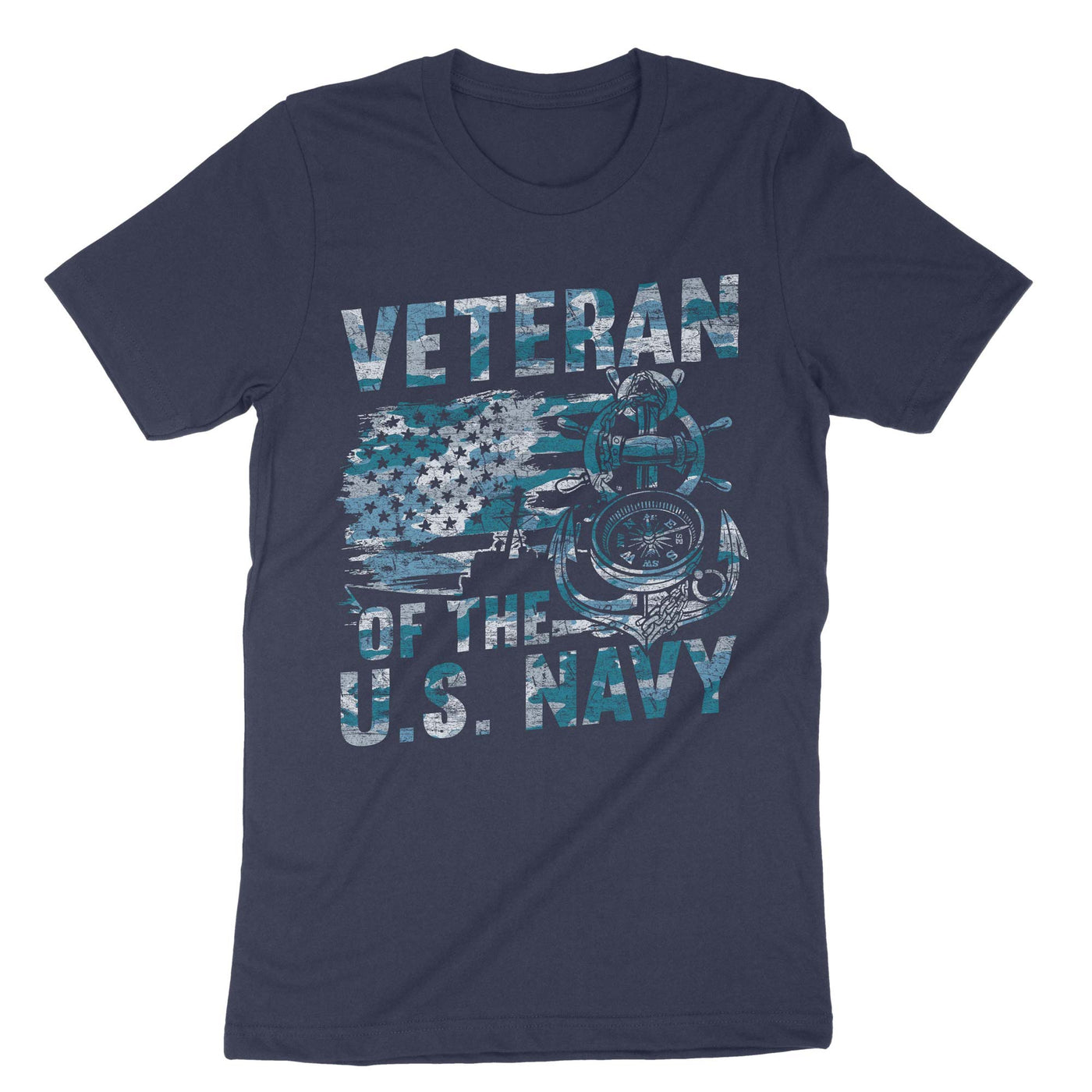 Navy Us Flag Navy Veteran T-Shirt#color_navy