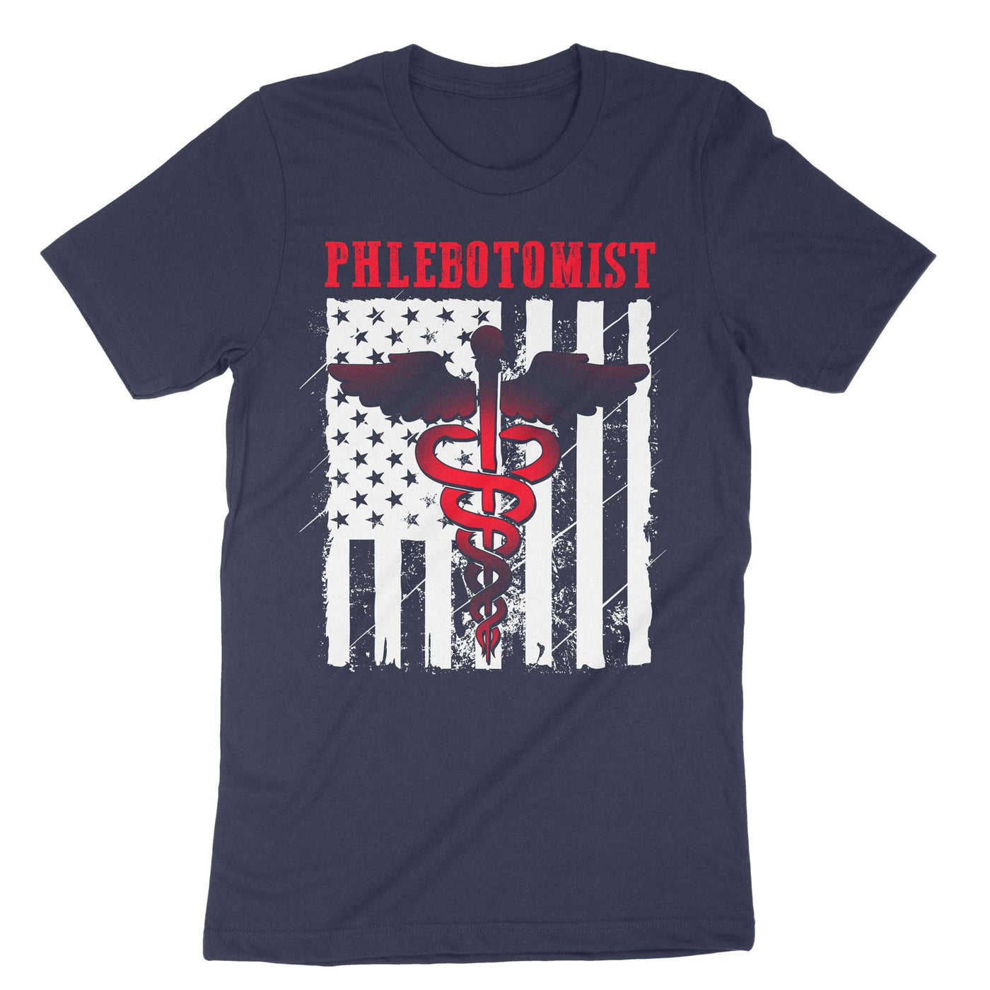 Navy Usa Flag Phlebotomist T-Shirt#color_navy