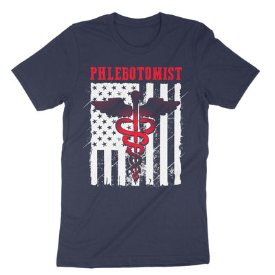 Navy Usa Flag Phlebotomist T-Shirt#color_navy