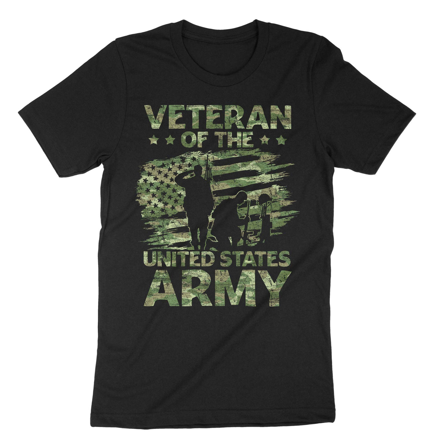 Black Us Flag Army Veteran T-Shirt#color_black