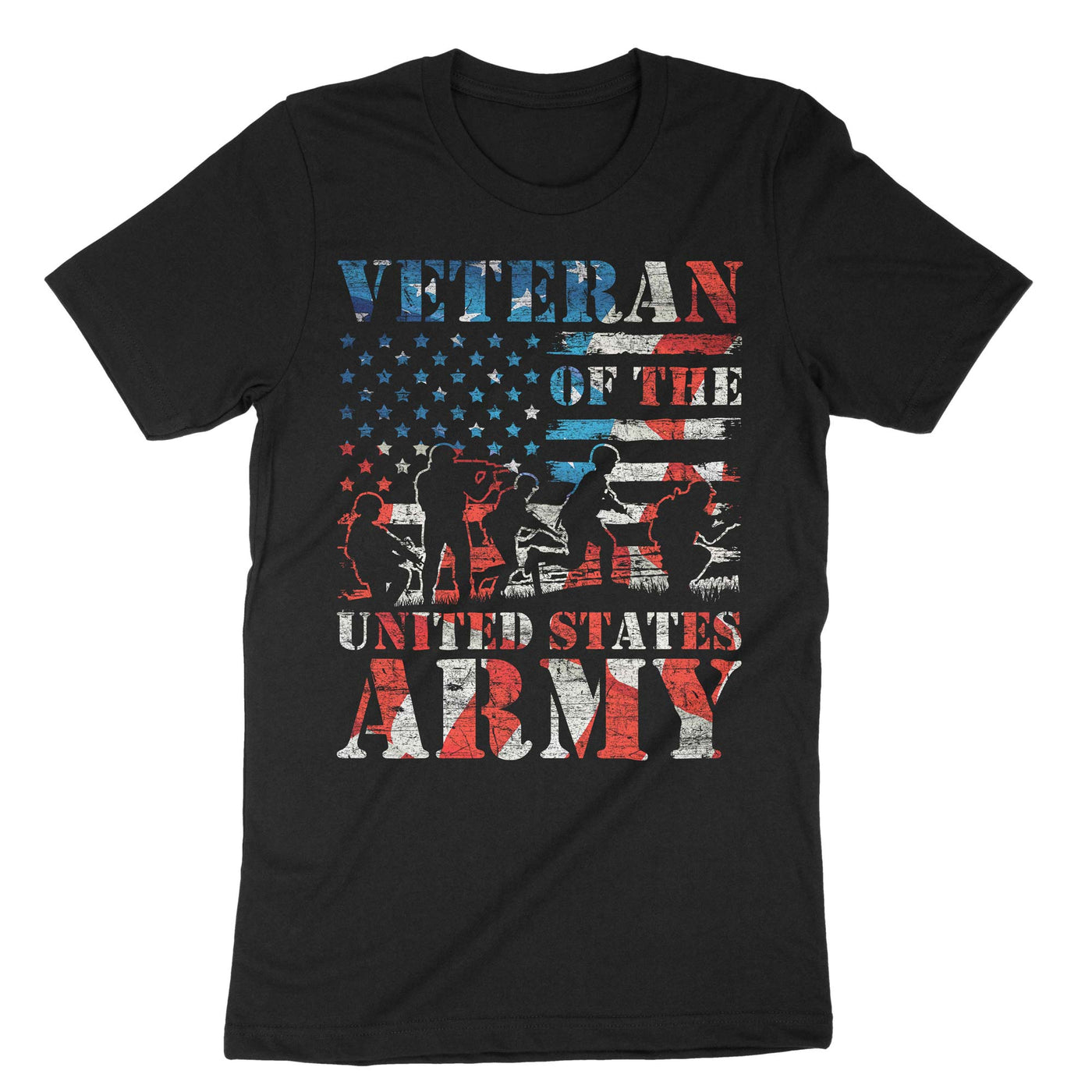 Black Us Flag Army Veteran T-Shirt#color_black