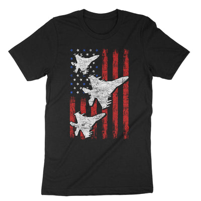 Black Red White Blue Air Force Flyover Proud American Independence T-Shirt#color_black