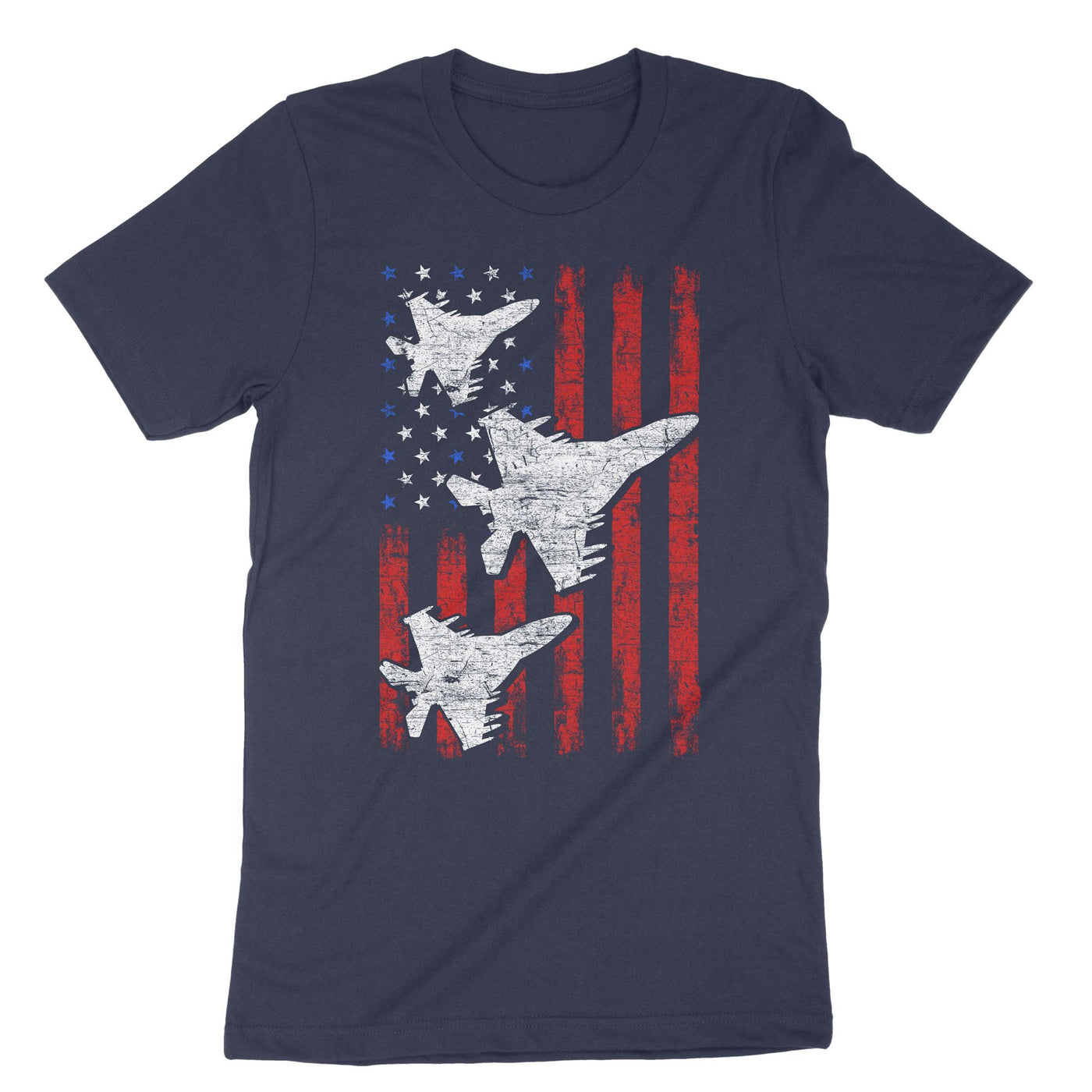 Navy Red White Blue Air Force Flyover Proud American Independence T-Shirt#color_navy
