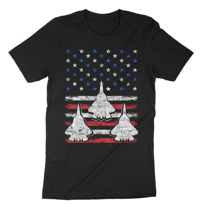 Black Red White Blue Air Force Flyover Proud American Independence T-Shirt#color_black