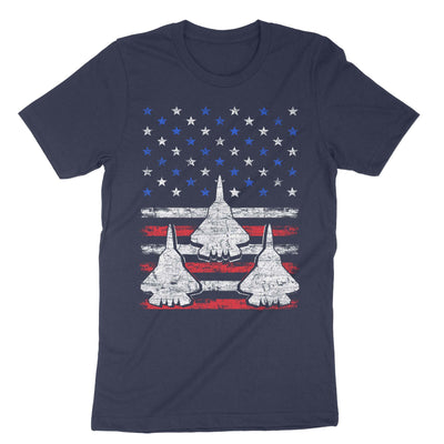 Navy Red White Blue Air Force Flyover Proud American Independence T-Shirt#color_navy