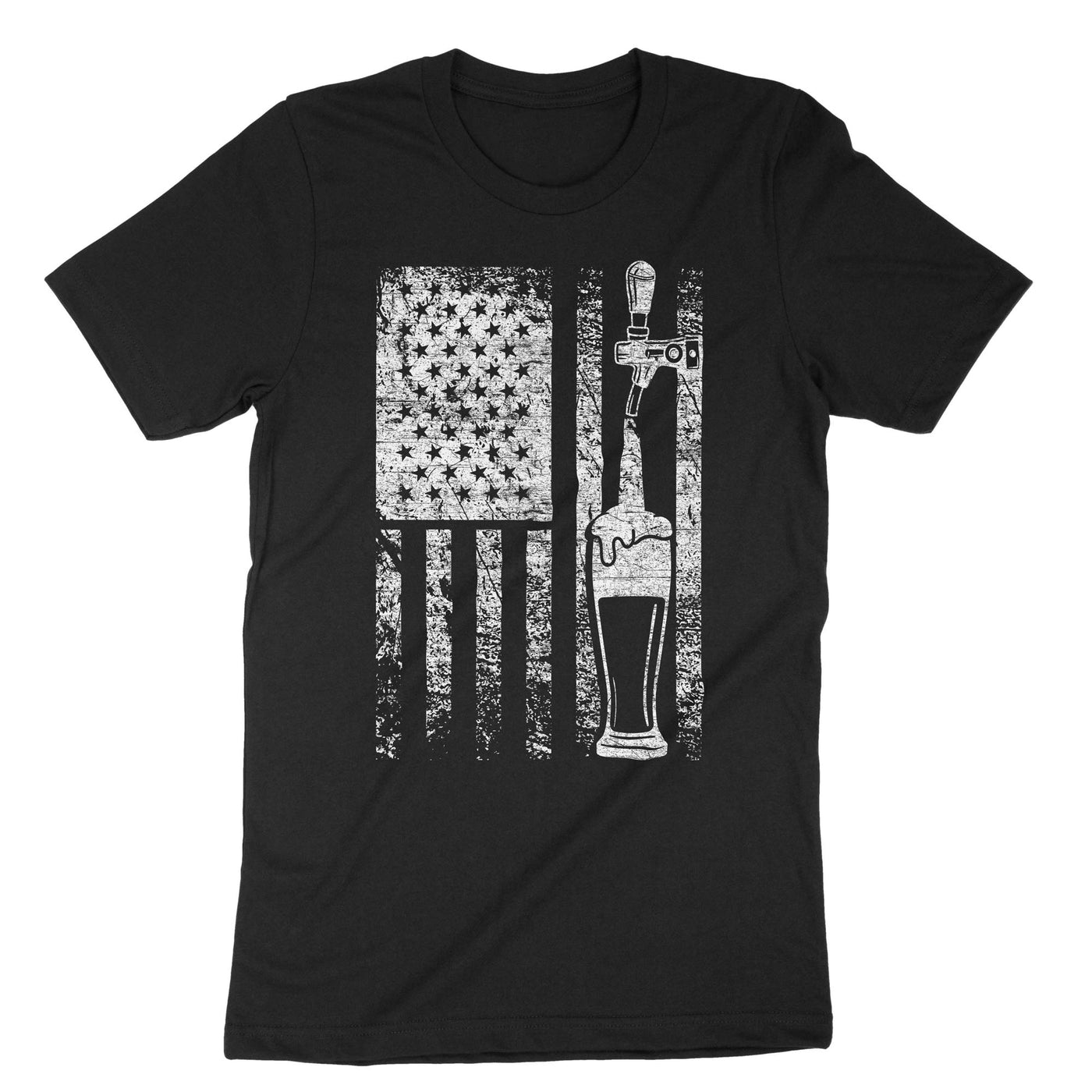 Black Craft Beer American Flag Usa T-Shirt#color_black