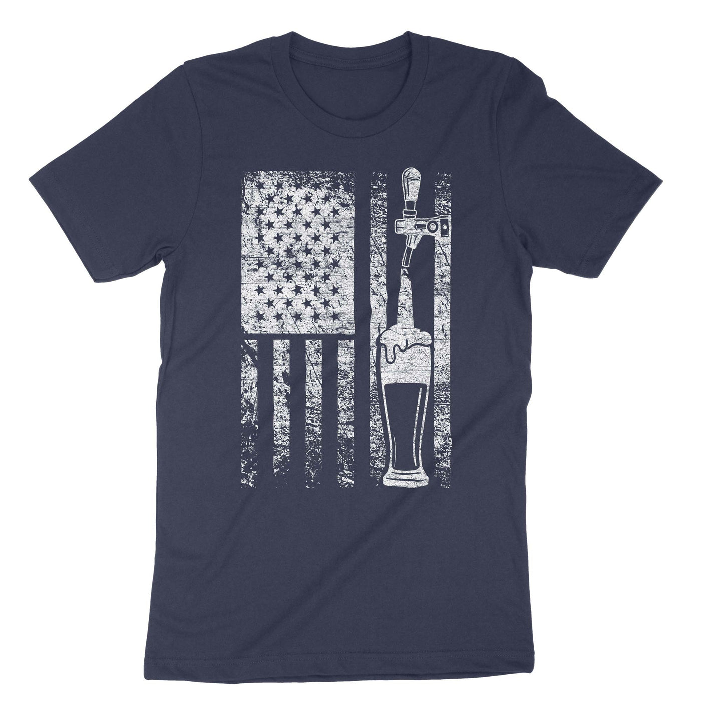 Navy Craft Beer American Flag Usa T-Shirt#color_navy