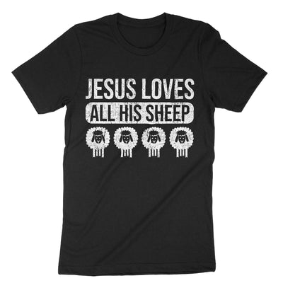 Black Jesus Loves All His Sheep T-Shirt#color_black