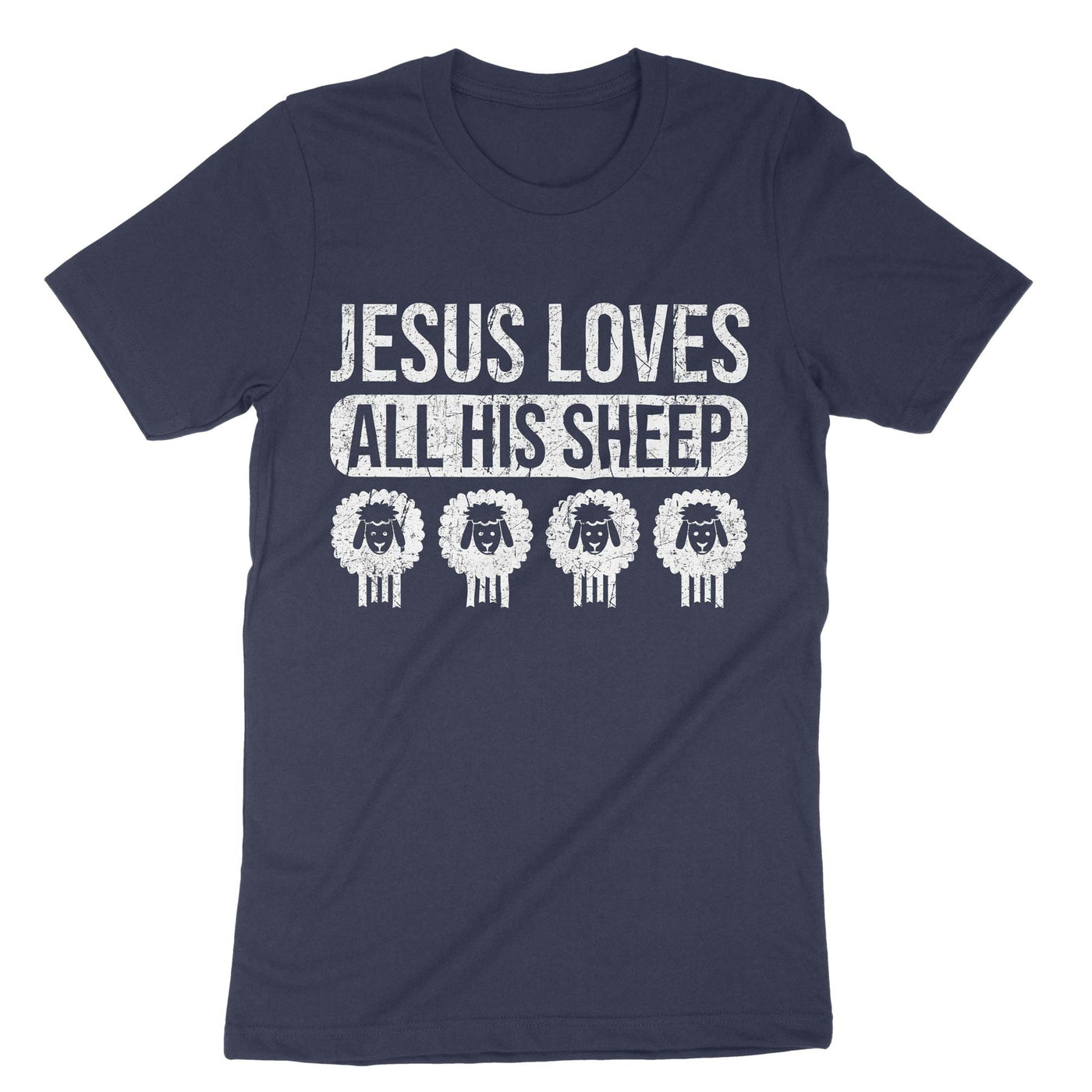 Navy Jesus Loves All His Sheep T-Shirt#color_navy