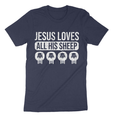 Navy Jesus Loves All His Sheep T-Shirt#color_navy