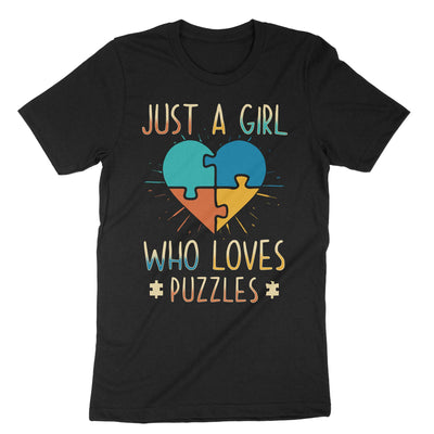 Black Just A Girl Who Loves Puzzles T-Shirt#color_black