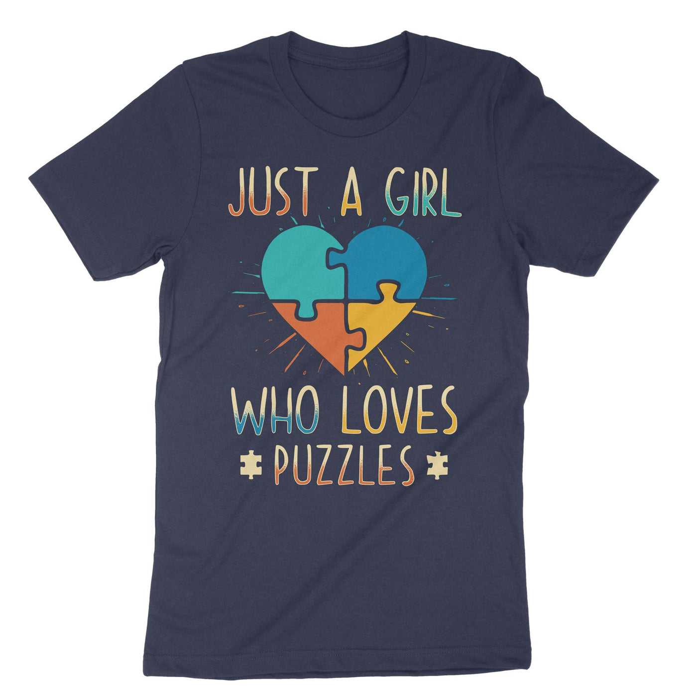Navy Just A Girl Who Loves Puzzles T-Shirt#color_navy