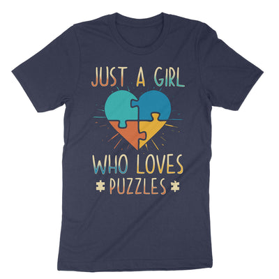 Navy Just A Girl Who Loves Puzzles T-Shirt#color_navy