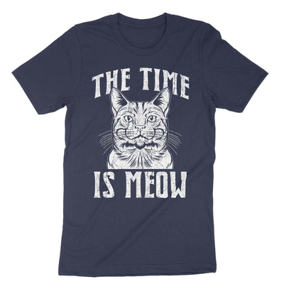 Navy The Time Is Meow T-Shirt#color_navy