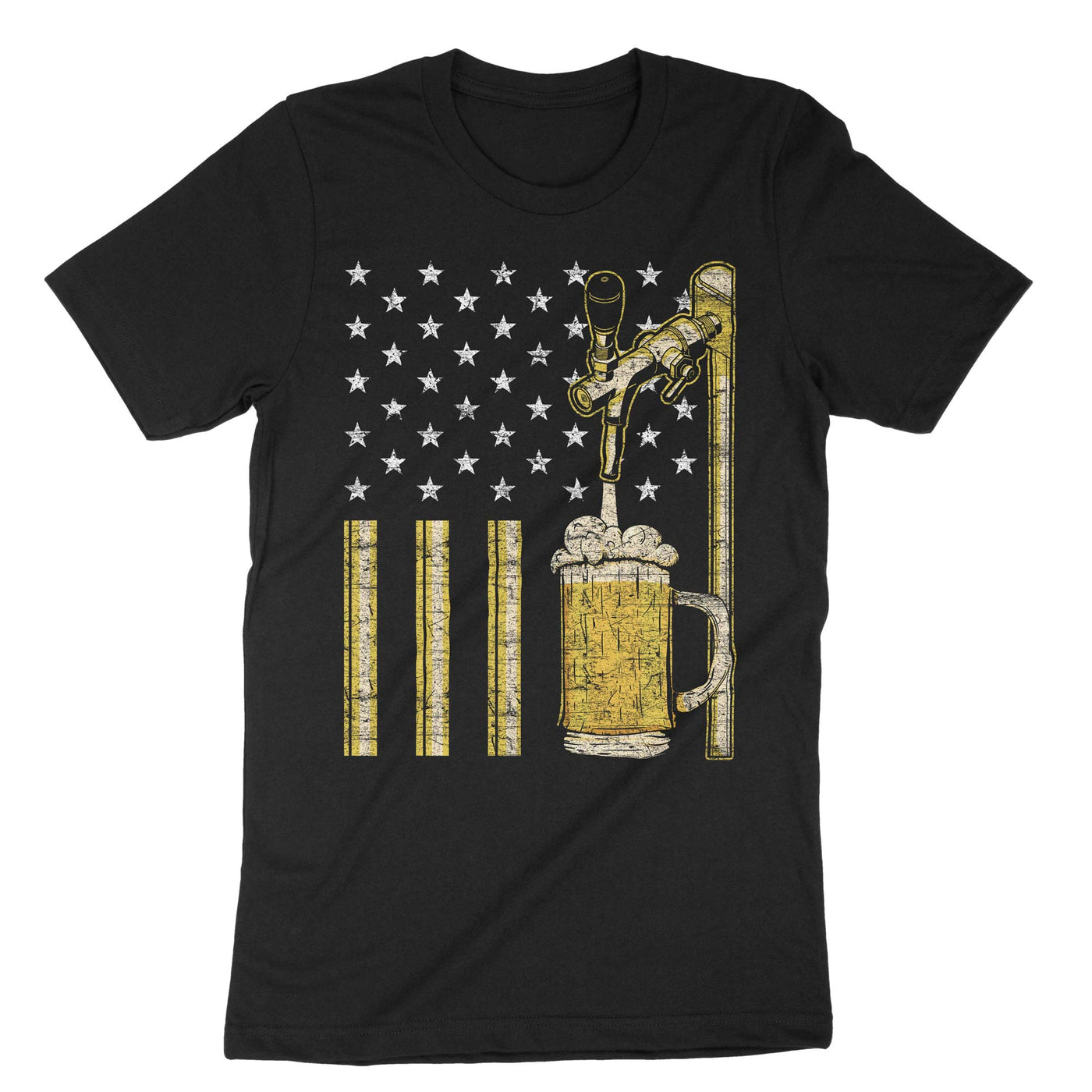 Black Craft Beer American Flag Usa T-Shirt#color_black