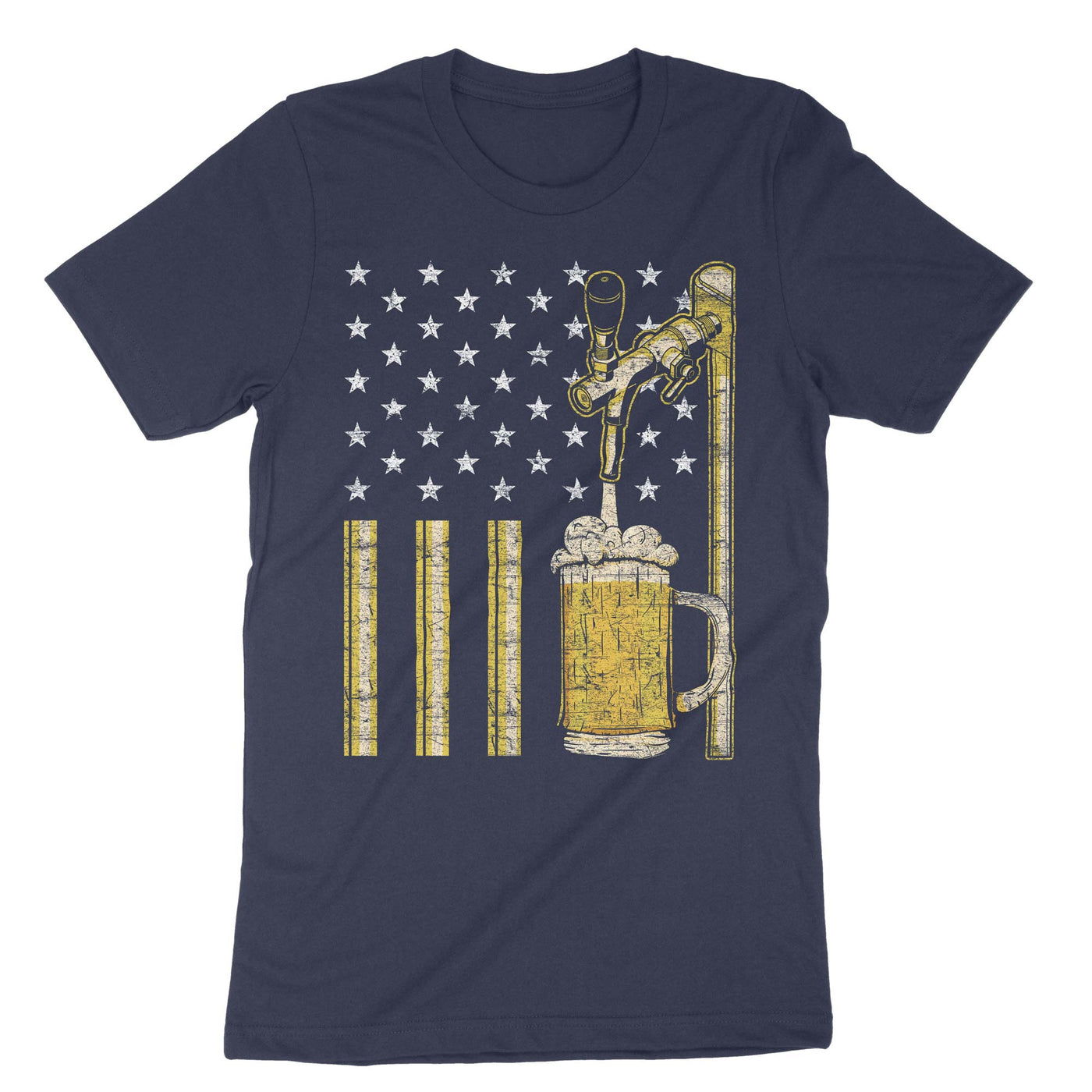 Navy Craft Beer American Flag Usa T-Shirt#color_navy