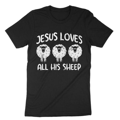 Black Jesus Loves All His Sheep T-Shirt#color_black