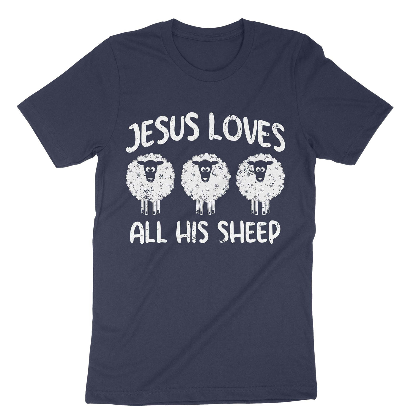 Navy Jesus Loves All His Sheep T-Shirt#color_navy