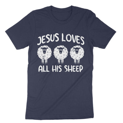Navy Jesus Loves All His Sheep T-Shirt#color_navy