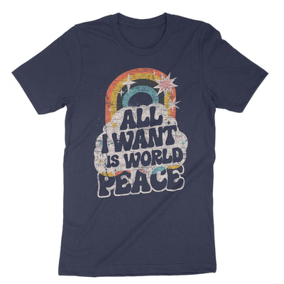 Navy All I Want Is World Peace T-Shirt#color_navy