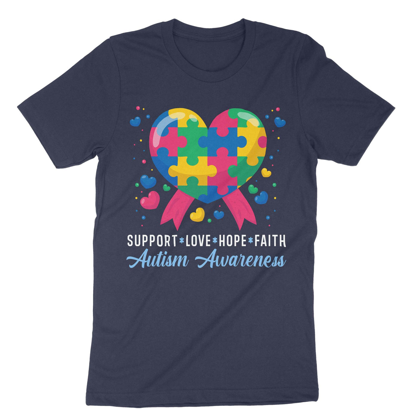 Navy Autism Awareness Jigsaw Puzzles T-Shirt#color_navy