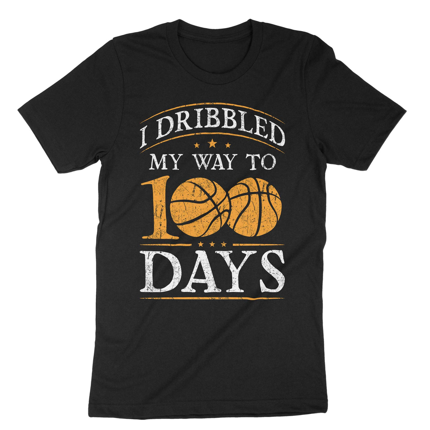 Black Basketball I Dribbled My Way To 100 Days T-Shirt#color_black