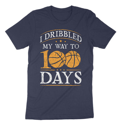 Navy Basketball I Dribbled My Way To 100 Days T-Shirt#color_navy
