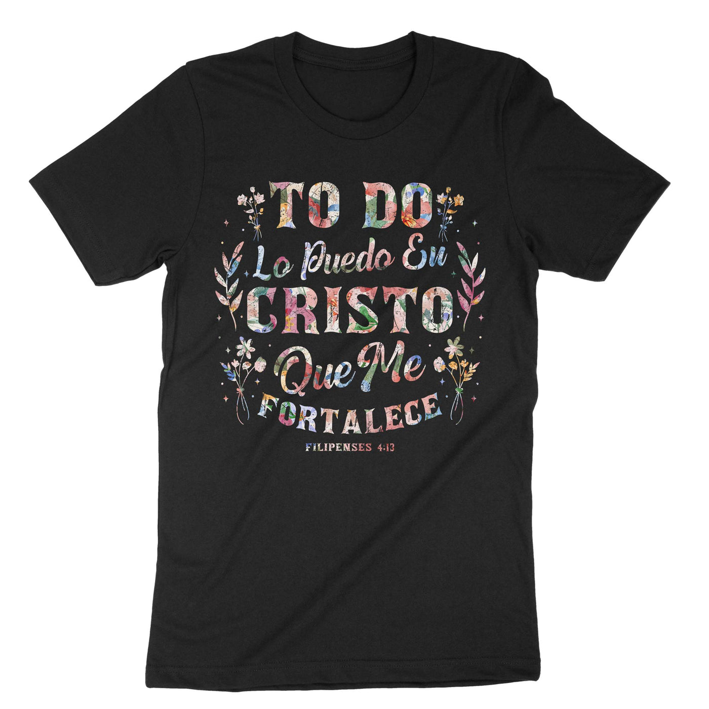 Black Christian Spanish Religious Bible Verse T-Shirt#color_black